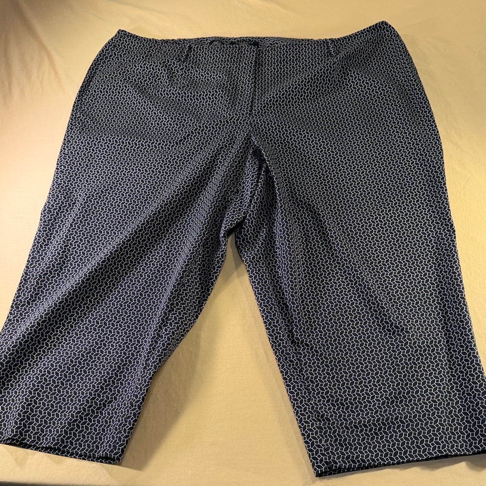 Talbots women Capri pants stretch 22W distinct geometric pattern